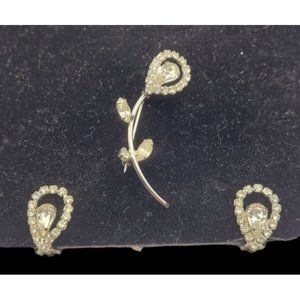Vintage Tear Drop Style Floral Clear Rhinestone Set